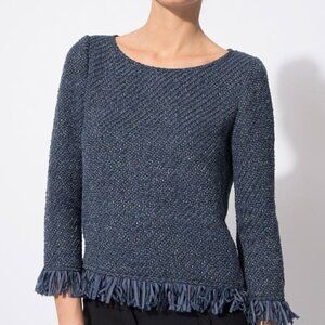 Maje Latino Blue Fringed Sweater